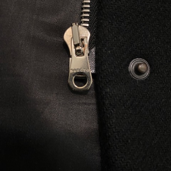 Sandro Kolia Ribbed Overlay Wool Blend Coat Size 6 - Picture 11 of 16